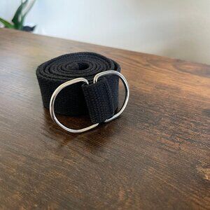 Black Canvas D-Ring Belt Adjustable Webbing Casual Fashion Waist Strap